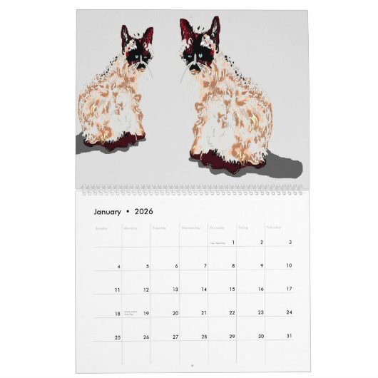 Calendar 2026  Cats & Dogs カレンダー (1月 2026)