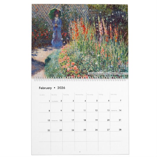 Calendar 2026 - Claude Monet - Impressionism カレンダー (2月 2026)