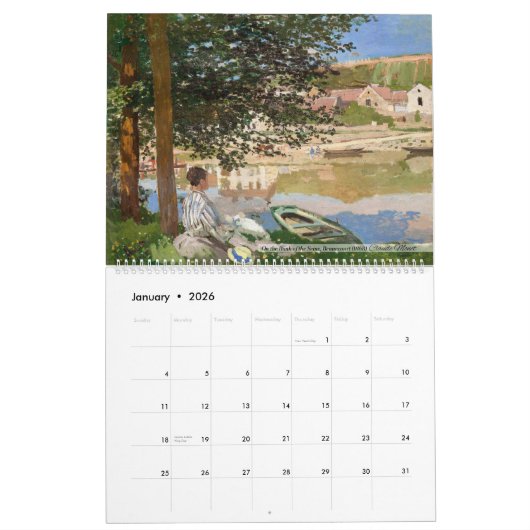 Calendar 2026 - Claude Monet - Impressionism カレンダー (1月 2026)