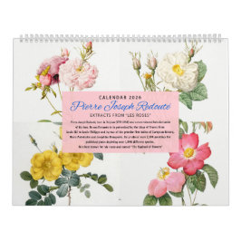 Calendar 2026 - Les Roses - P.J. Redouté  カレンダー