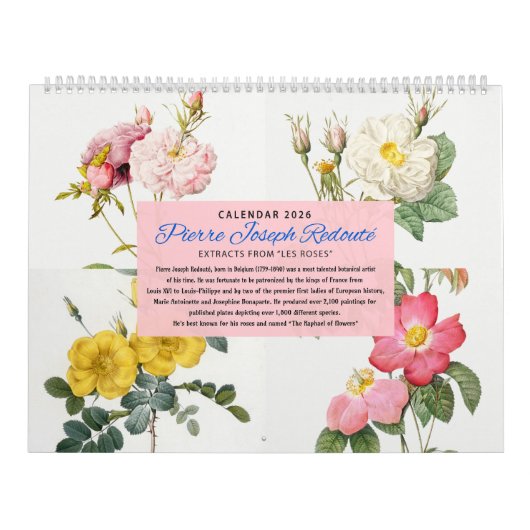 Calendar 2026 - Les Roses - P.J. Redouté  カレンダー (カバー)