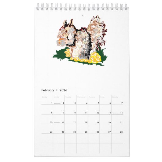 Calendar : 2026  New Beginnings カレンダー (2月 2026)