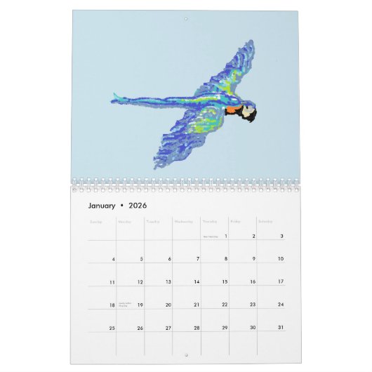 Calendar  2026 Tropical & Every Day  Birds カレンダー (1月 2026)