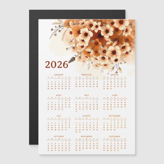 Calendar 2026 with flowers (正面/裏面)