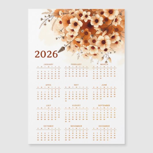 Calendar 2026 with flowers (正面)