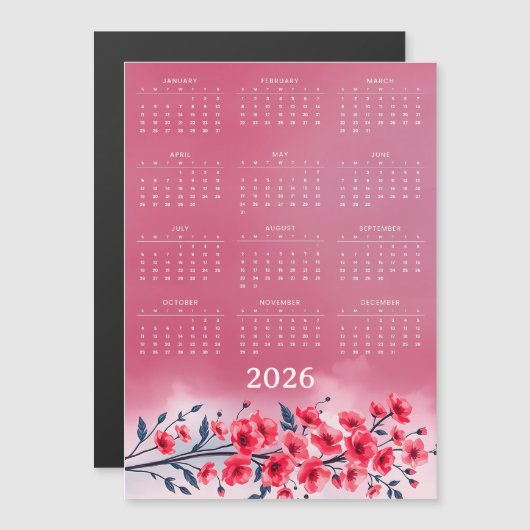 Calendar 2026 with flowers (正面/裏面)