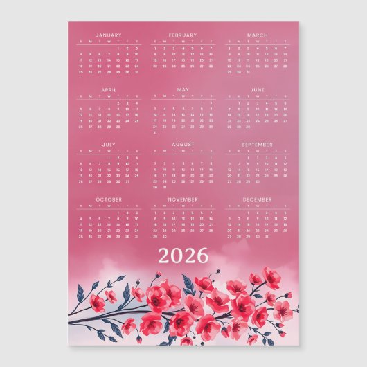 Calendar 2026 with flowers (正面)
