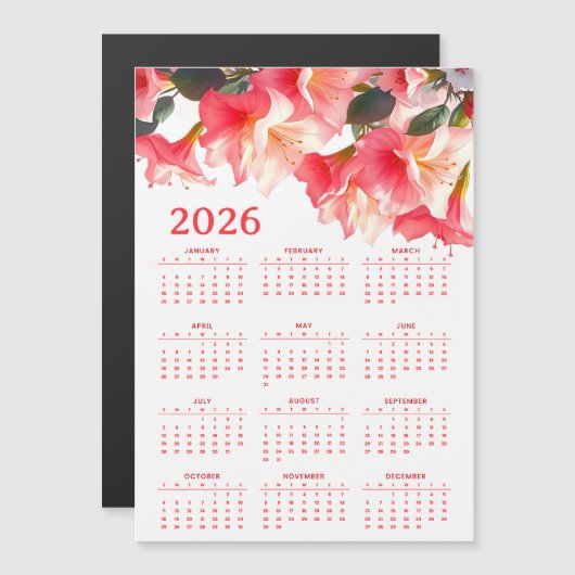 Calendar 2026 with flowers (正面/裏面)