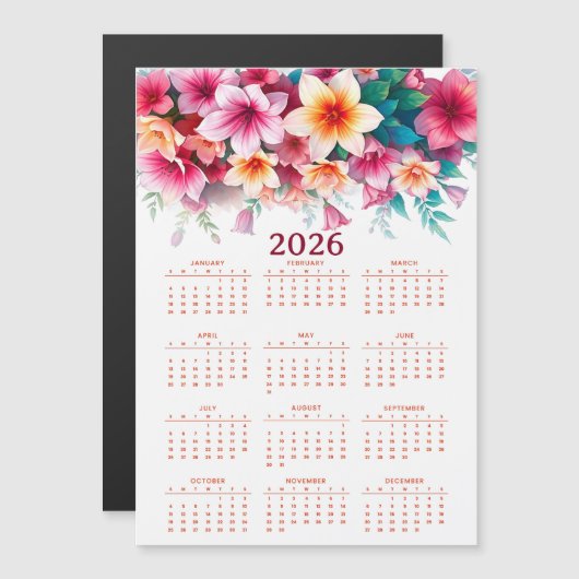 Calendar 2026 with flowers (正面/裏面)