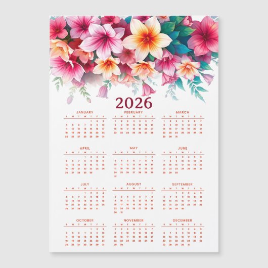 Calendar 2026 with flowers (正面)