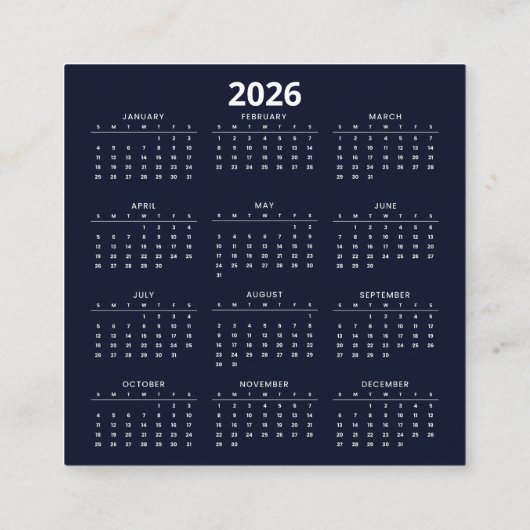 Calendar America’s 250th anniversary スクエア名刺 (裏面)