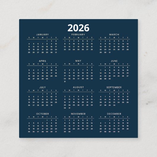 Calendar America’s 250th anniversary スクエア名刺 (裏面)