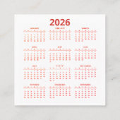 Calendar America’s 250th anniversary スクエア名刺 (裏面)