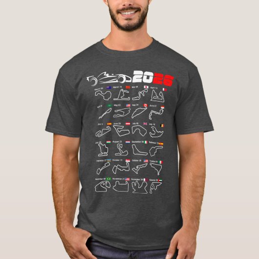 Calendar Formula race cars 2026 circuits v2 Tシャツ (正面)