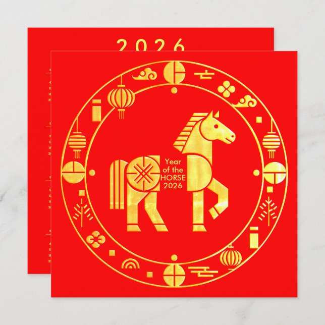 Calendar Gold Chinese new year 2026 (正面/裏面)