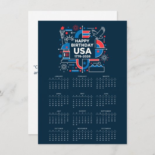 Calendar Happy Birthday USA 250 シーズンカード (正面/裏面)