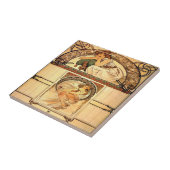 Calendar of cherry blossom Alphonse Mucha タイル (側面)