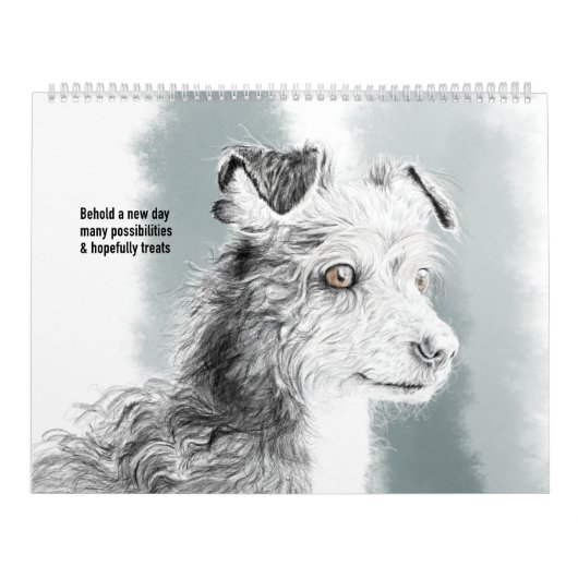 Calendar of pet drawings with cute haikus for each カレンダー (カバー)