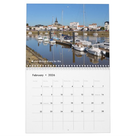 Calendar of seaside of France カレンダー (2月 2026)