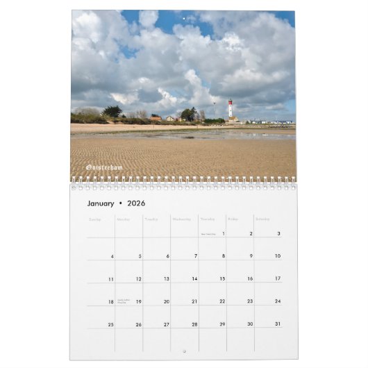 Calendar of seaside of France カレンダー (1月 2026)