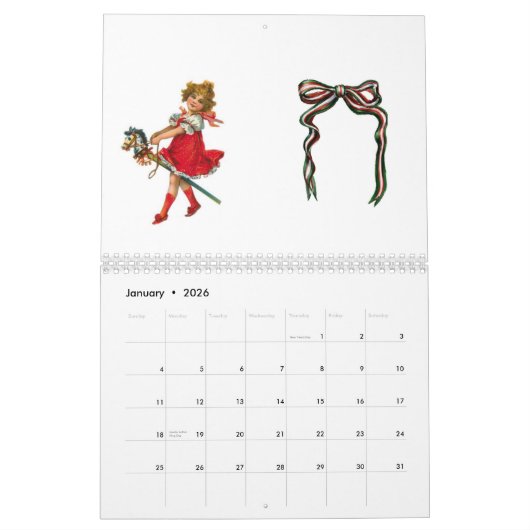 Calendar Retro カレンダー (1月 2026)