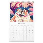 Calendar romantic bulldog カレンダー (2月 2027)