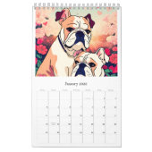 Calendar romantic bulldog カレンダー (1月 2026)