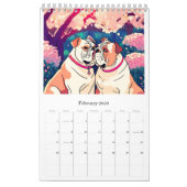 Calendar romantic bulldog カレンダー (2月 2026)