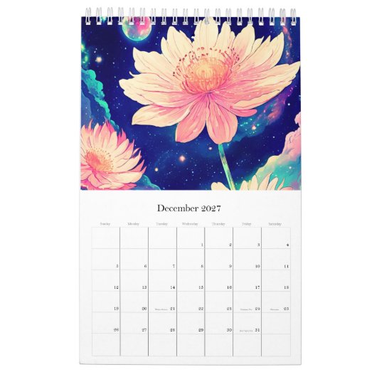 Calendar romantic flowers カレンダー (12月 2027)