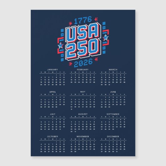 Calendar USA 250 – 1776 to 2026 Pixel Art (正面)