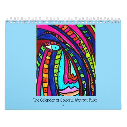 Calendar with Colorful Abstract Faces カレンダー (カバー)