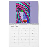Calendar with Colorful Abstract Faces カレンダー (3月 2027)