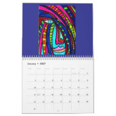 Calendar with Colorful Abstract Faces カレンダー (1月 2027)