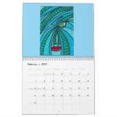 Calendar with Colorful Abstract Faces カレンダー (2月 2027)