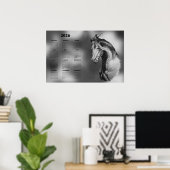 Calendar, Yearly Beautiful Stallion Horse Poster ポスター (ホームオフィス)