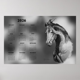 Calendar, Yearly Beautiful Stallion Horse Poster ポスター