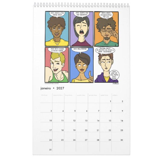 Calendário 2016 カレンダー (1月 2027)