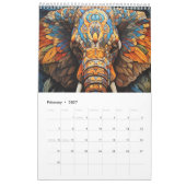 Calendario Animales en Arte Vitral カレンダー (2月 2027)