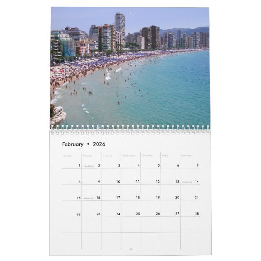 Calendario de Benidorm カレンダー (2月 2026)