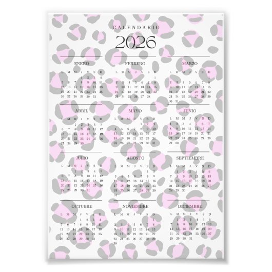 calendario leopardo フォトプリント            (正面)