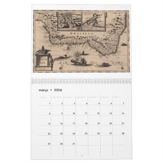 Calendário: Mapas do Brasil カレンダー (3月 2026)