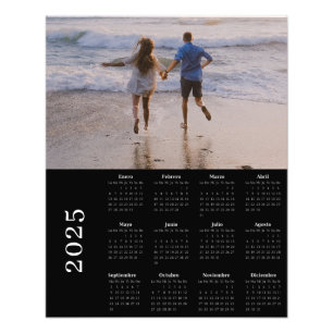 Calendario negro classico con sanglado completo 25 フォトプリント