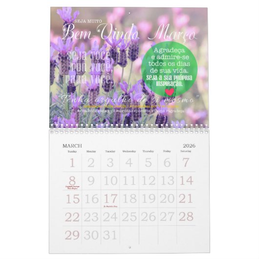 Calendário VINTE 26 :: Mais Amor Próprio カレンダー (3月 2026)