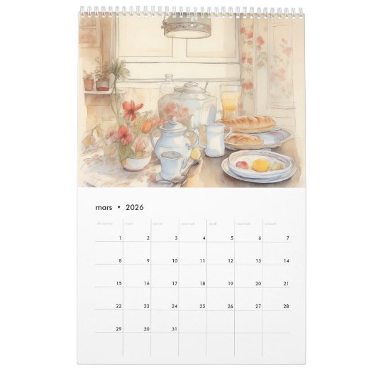 Calendrier カレンダー (3月 2026)