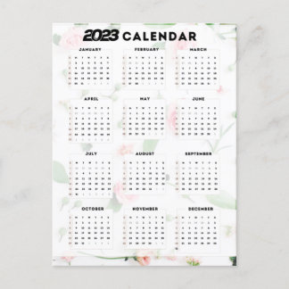 calendrier 2023 floral ポストカード
