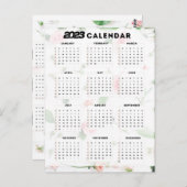 calendrier 2023 floral ポストカード (正面/裏面)