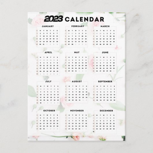 calendrier 2023 floral ポストカード (正面)