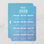 Calendrier 2026 Itron Bleu Français エンクロージャーカード (正面/裏面)