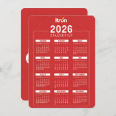 Calendrier 2026 Rouge Français エンクロージャーカード (正面/裏面)