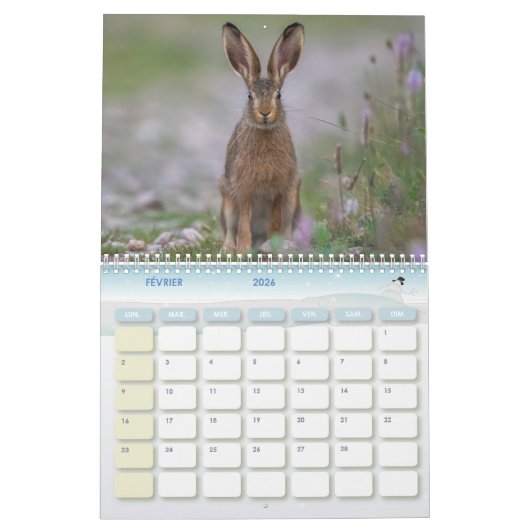 Calendrier Animaux de la forêt カレンダー (2月 2026)
